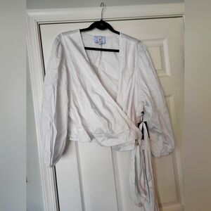 Eloquii White Wrap Around Blouse